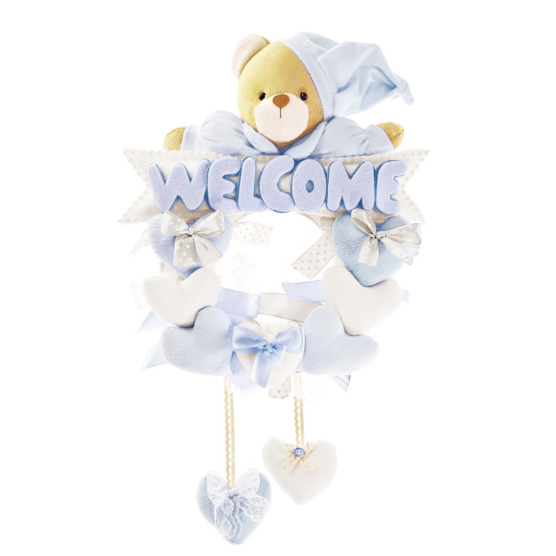آویز تزیینی اتاق کودک طرح خرس نانان مدل Welcome کد W/Blu