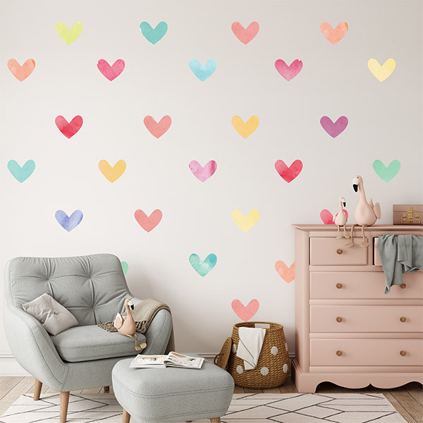 استیکر دیواری کودک راتیانا مدل Colorful Hearts بسته 112 عددی