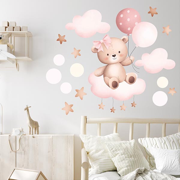 استیکر دیواری کودک راتیانا مدل girly bear بسته 16 عددی