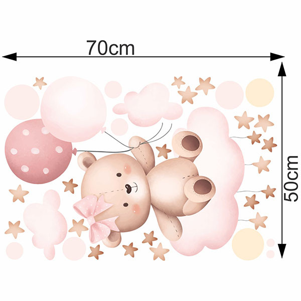 استیکر دیواری کودک راتیانا مدل girly bear بسته 16 عددی