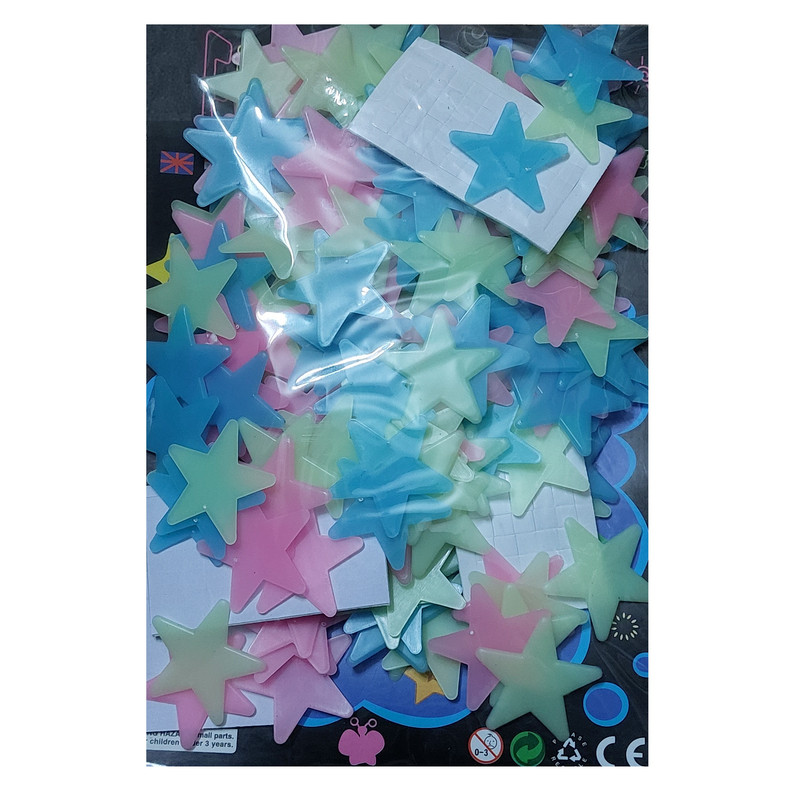 استیکر دیواری کودک طرح ستاره مدل شب تاب کد 4CS بسته 200 عددی
