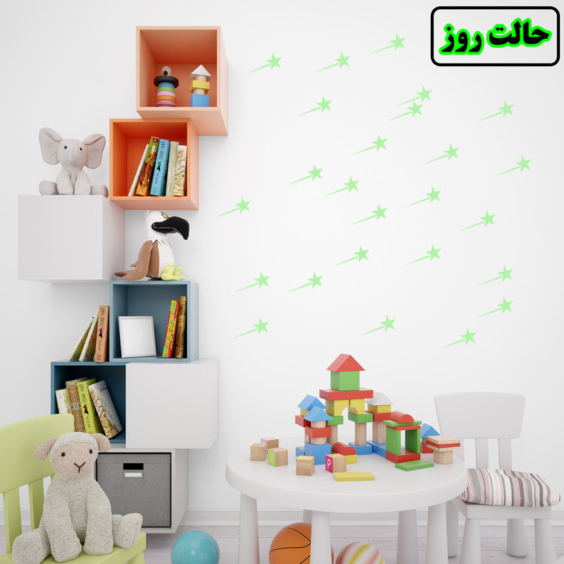 استیکر دیواری کودک مدل شبنما طرح ستاره دنباله دار بسته 20 عددی