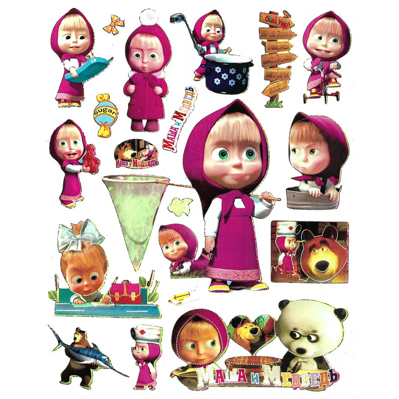 استیکر کودک طرح ماشا و خرس مدل Masha and the Bear -b 669