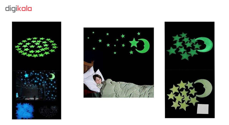 استیکر کودک طرح ماه و ستاره شب تاب مدل 009 مجموعه24 عددی