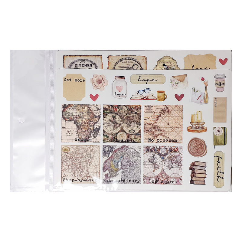 برچسب مدل Vintage Maps طرح بولت ژورنال و اسکرپ بوک کد 49 بسته 2 عددی