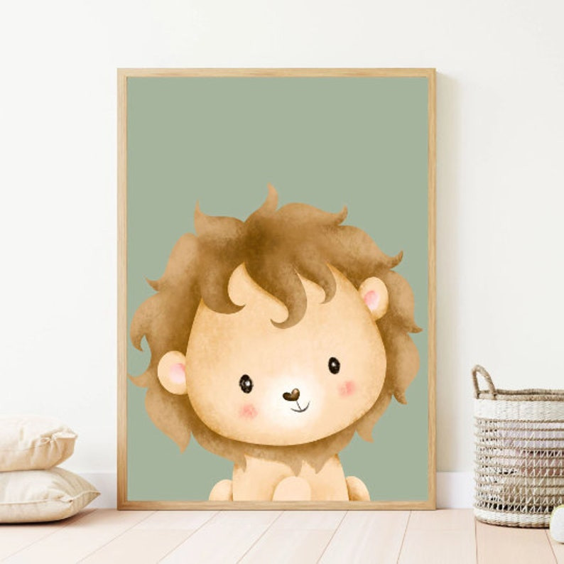 تابلو کودک و نوزاد مدل شیر و زرافه و خرس Hello little one مجموعه 3 عددی