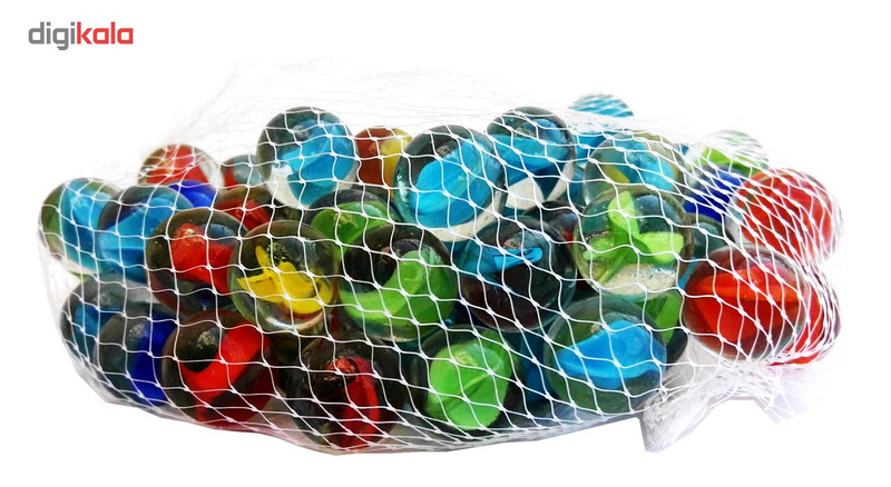 تیله شیشه ای گلدونه مدل سه پر چندرنگ بسته 100 عددی