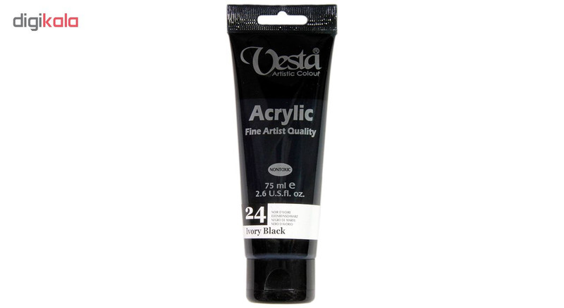 رنگ اکریلیک وستا مدل 24 Ivory Black حجم 75 میلی لیتر