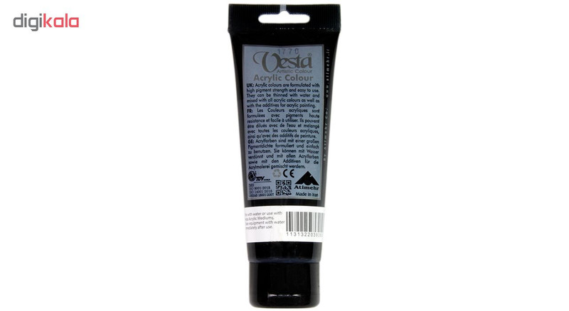 رنگ اکریلیک وستا مدل 24 Ivory Black حجم 75 میلی لیتر