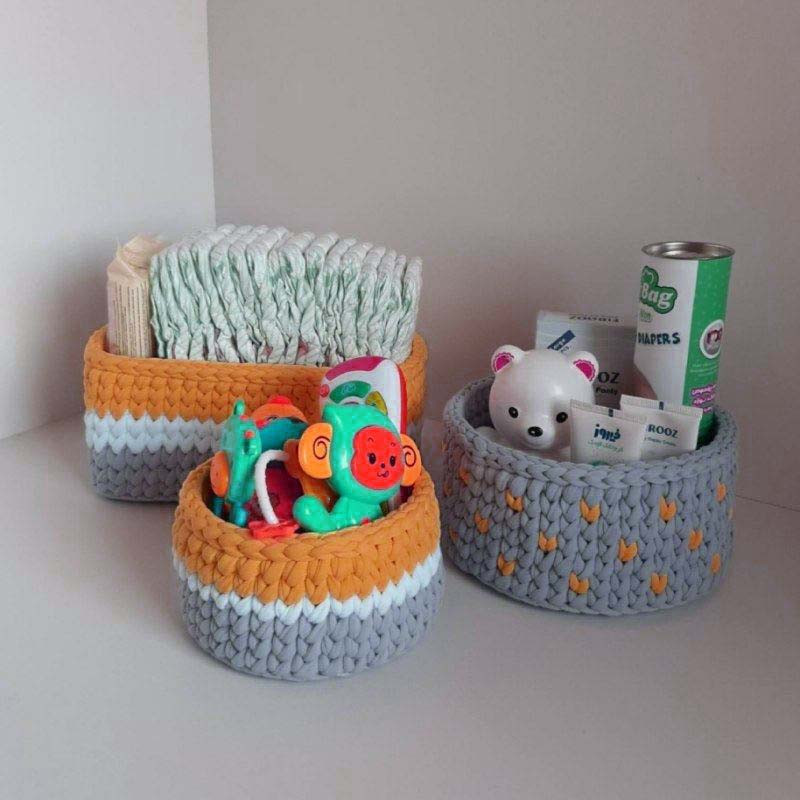 ست سبد وسایل کودک مدل Kids Storage Basket-05 مجموعه 3 عددی