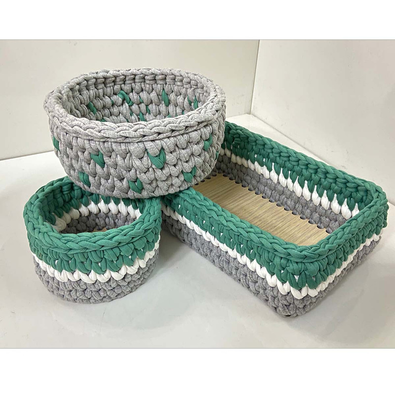 ست سبد وسایل کودک مدل سیسمونی کد Kids Storage Basket-01 مجموعه 3 عددی