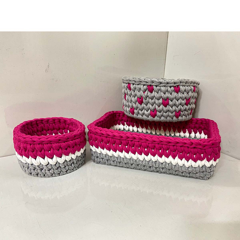 ست سبد وسایل کودک مدل سیسمونی کد Kids Storage Basket-02 مجموعه 3 عددی