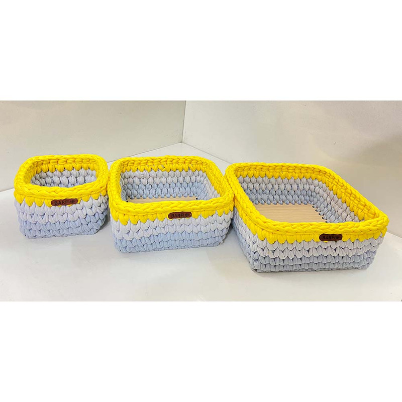 ست سبد وسایل کودک مدل سیسمونی کد Kids Storage Basket-08 مجموعه 3 عددی