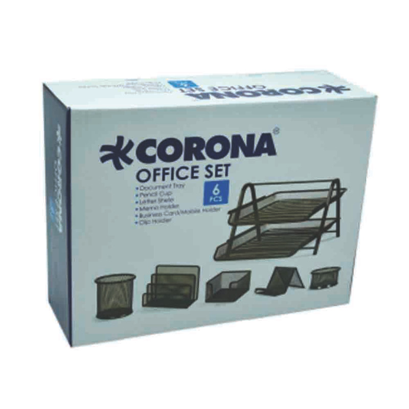 ست لوازم اداری رومیزی کرونا مدل C-01 کد 150304 بسته 6 عددی