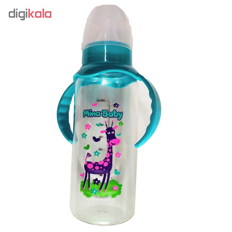 شیشه شیر مینا بیبی مدل 2 multifunction with handle حجم 240 میلی لیتر