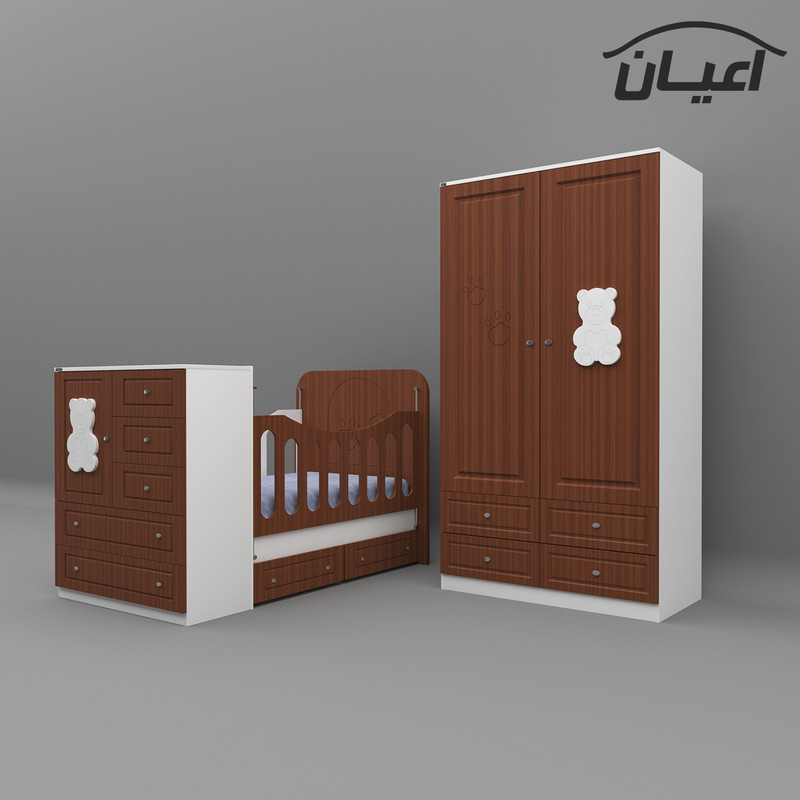 ناموجودسرویس تختخواب و کمد کودک اعیان طرح تدی مدل FH482 مجموعه دو عددی