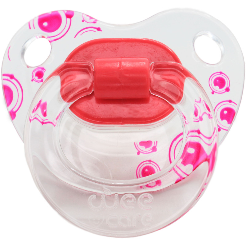 پستانک ارتودنسی وی کر مدل دسته دار شفاف چاپدار happy سایز 0-6 ماه کد P115