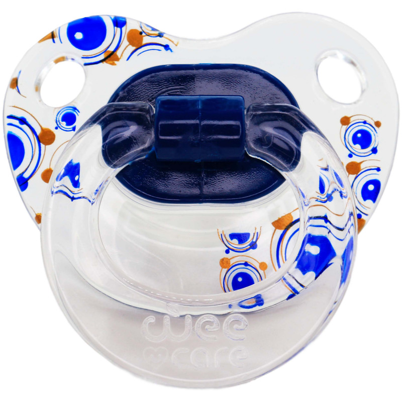 پستانک ارتودنسی وی کر مدل دسته دار شفاف چاپدار happy سایز 0-6 ماه کد P115