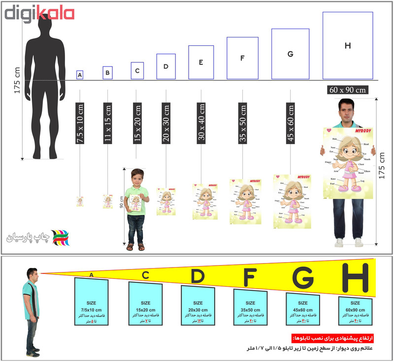 پوستر آموزشی چاپ پارسیان طرح آموزش زبان انگلیسی مدل 017 MYBODY